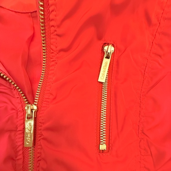 Calvin Klein Red/Orange Lightweight Bomber Jacket w/ Gold Hardware Large - Picture 5 of 10